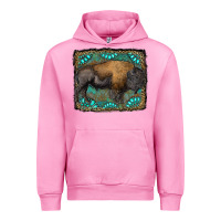 Fuchsia Pink bison with gemstone background Urban Hoodie - RanaPortraitStore