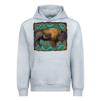 Heather Grey bison with gemstone background Urban Hoodie - RanaPortraitStore