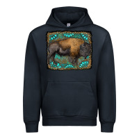 Navy bison with gemstone background Urban Hoodie - RanaPortraitStore