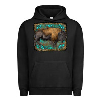 Pigment Black bison with gemstone background Urban Hoodie - RanaPortraitStore