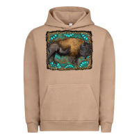 Pigment Burro bison with gemstone background Urban Hoodie - RanaPortraitStore