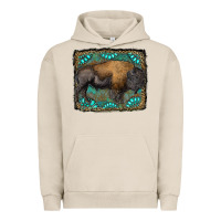 Pigment French Oak bison with gemstone background Urban Hoodie - RanaPortraitStore
