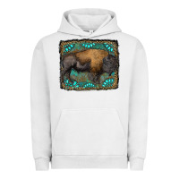 Pigment Lunar Rock bison with gemstone background Urban Hoodie - RanaPortraitStore