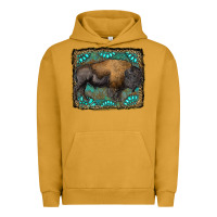 Pigment Peanut Butter bison with gemstone background Urban Hoodie - RanaPortraitStore