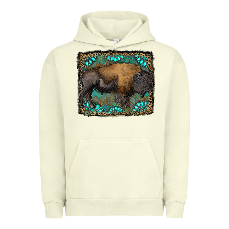 Bison With Gemstone Background Urban Hoodie by RanaPortraitStore | Teevron