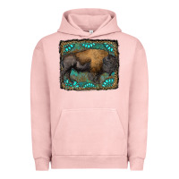 Pigment Salmon bison with gemstone background Urban Hoodie - RanaPortraitStore