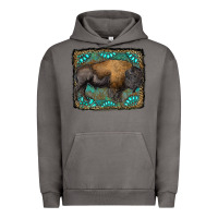 Pigment Tornado bison with gemstone background Urban Hoodie - RanaPortraitStore