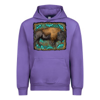 Tulip bison with gemstone background Urban Hoodie - RanaPortraitStore