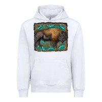 White bison with gemstone background Urban Hoodie - RanaPortraitStore