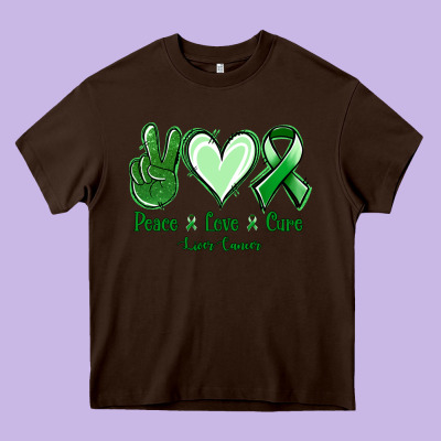 Peace Love Cure Liver Cancer Heavy Core Tee Designed By Jasminsmagicworld