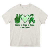 Cream Peace Love Cure Liver Cancer Heavy Core Tee - Jasminsmagicworld