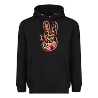 Black Floral Leopard Peace Sign Heavyweight Hoodie - Jasminsmagicworld
