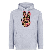 Heather Grey Floral Leopard Peace Sign Heavyweight Hoodie - Jasminsmagicworld