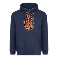 Navy Floral Leopard Peace Sign Heavyweight Hoodie - Jasminsmagicworld