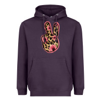 Plum Floral Leopard Peace Sign Heavyweight Hoodie - Jasminsmagicworld