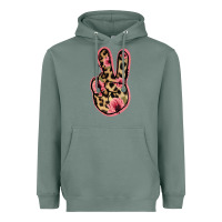 Floral Leopard Peace Sign Heavyweight Hoodie | Teevron