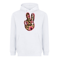 White Floral Leopard Peace Sign Heavyweight Hoodie - Jasminsmagicworld