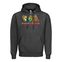 Charcoal Heather Happy Easter With Western Eggs And Sunflowers Zipper Hoodie - RanaPortraitStore