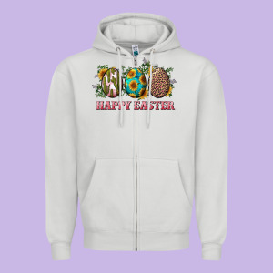 Happy Easter With Western Eggs And Sunflowers Zipper Hoodie Designed By Ranaportraitstore