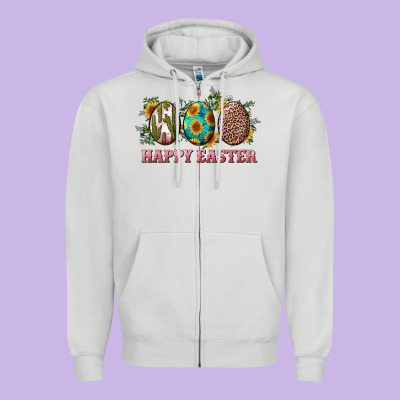 Happy Easter With Western Eggs And Sunflowers Zipper Hoodie Designed By Ranaportraitstore
