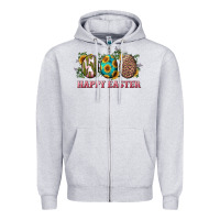 Heather Grey Happy Easter With Western Eggs And Sunflowers Zipper Hoodie - RanaPortraitStore