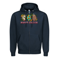Navy Happy Easter With Western Eggs And Sunflowers Zipper Hoodie - RanaPortraitStore