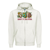 Oatmeal Heather Happy Easter With Western Eggs And Sunflowers Zipper Hoodie - RanaPortraitStore