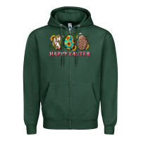 Sports Green Happy Easter With Western Eggs And Sunflowers Zipper Hoodie - RanaPortraitStore