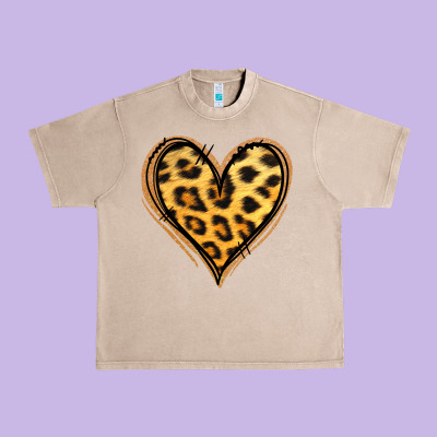 Gold Glitter Leopard Heart Urban Heavy Tee Designed By Jasminsmagicworld