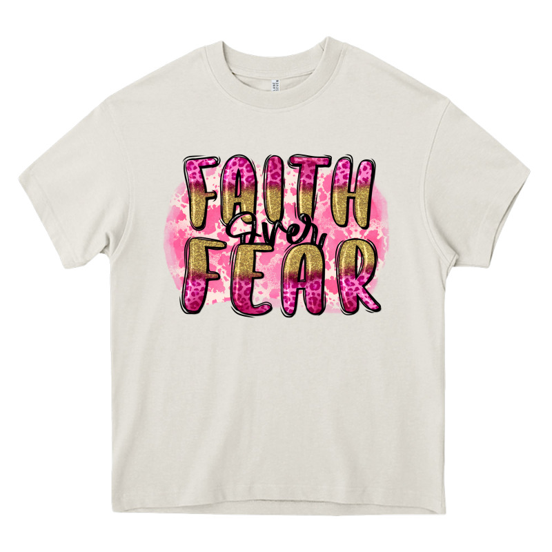 Faith Over Fear  Breast Cancer Awareness Heavy Core Tee by FaDigitalArtStudio | Teevron
