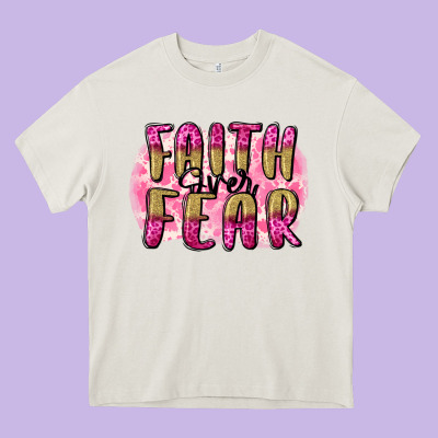 Faith Over Fear  Breast Cancer Awareness Heavy Core Tee Designed By Fadigitalartstudio
