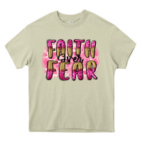 Mossy Faith over fear  Breast Cancer Awareness Heavy Core Tee - FaDigitalArtStudio