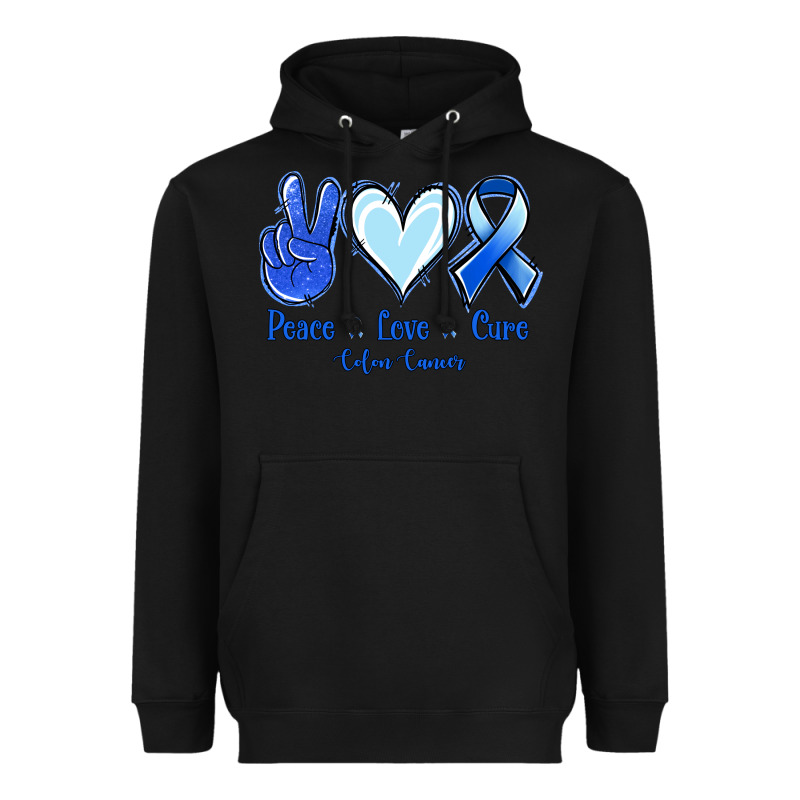 Peace Love Cure Colon Cancer Heavyweight Hoodie by Jasminsmagicworld | Teevron