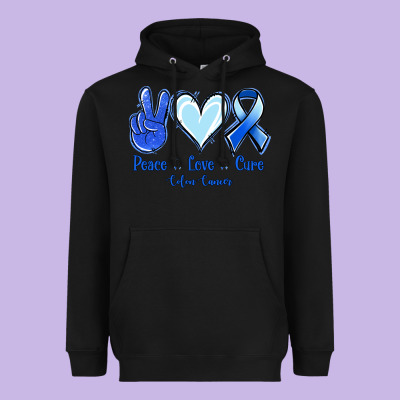 Peace Love Cure Colon Cancer Heavyweight Hoodie Designed By Jasminsmagicworld