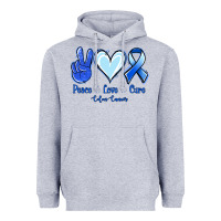 Heather Grey Peace Love Cure Colon Cancer Heavyweight Hoodie - Jasminsmagicworld