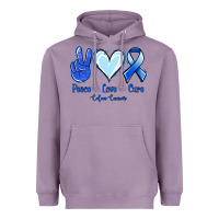 Lavender Peace Love Cure Colon Cancer Heavyweight Hoodie - Jasminsmagicworld