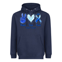 Navy Peace Love Cure Colon Cancer Heavyweight Hoodie - Jasminsmagicworld