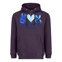 Plum Peace Love Cure Colon Cancer Heavyweight Hoodie - Jasminsmagicworld