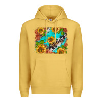 Antique Gold western sunflowers turquoise cowhide  tooled leather Premium Hoodie - BarkalooDesign