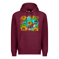 Burgundy western sunflowers turquoise cowhide  tooled leather Premium Hoodie - BarkalooDesign