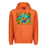 Carrot western sunflowers turquoise cowhide  tooled leather Premium Hoodie - BarkalooDesign