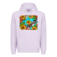 Lilac western sunflowers turquoise cowhide  tooled leather Premium Hoodie - BarkalooDesign