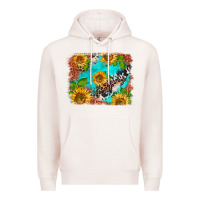 Pale Pink western sunflowers turquoise cowhide  tooled leather Premium Hoodie - BarkalooDesign