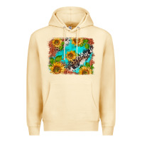 Pina Colada western sunflowers turquoise cowhide  tooled leather Premium Hoodie - BarkalooDesign