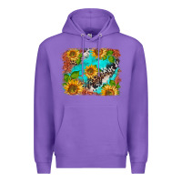 Purple western sunflowers turquoise cowhide  tooled leather Premium Hoodie - BarkalooDesign