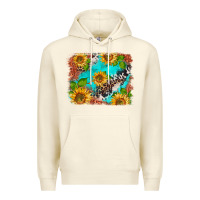 Sandshell western sunflowers turquoise cowhide  tooled leather Premium Hoodie - BarkalooDesign