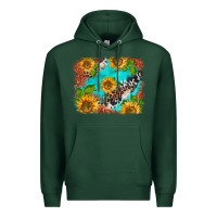 Sports Green western sunflowers turquoise cowhide  tooled leather Premium Hoodie - BarkalooDesign
