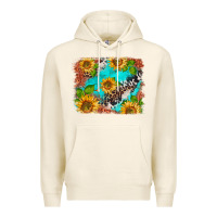 Tofu western sunflowers turquoise cowhide  tooled leather Premium Hoodie - BarkalooDesign