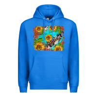 True Royal western sunflowers turquoise cowhide  tooled leather Premium Hoodie - BarkalooDesign