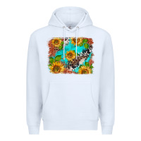 White western sunflowers turquoise cowhide  tooled leather Premium Hoodie - BarkalooDesign